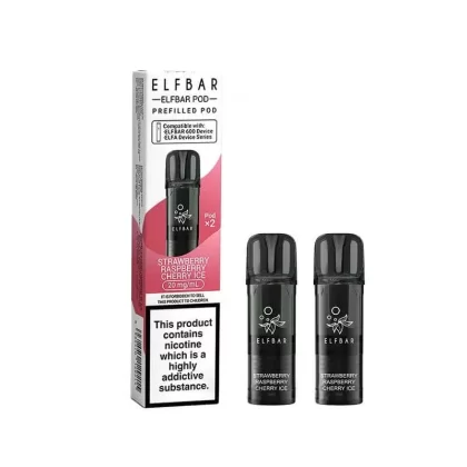 Elf Bar 600 Strawberry Raspberry Cherry Ice Prefilled Vape Pods 20mg – 2PK