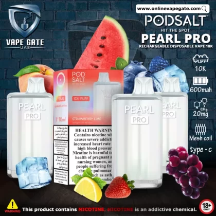Pod Salt Pearl Pro Rechargeable Disposable Vape (10,000 Puffs) - Berry Menthol / 20 mg