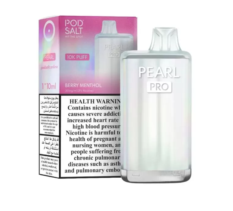 Pod Salt Pearl Pro Rechargeable Disposable Vape (10,000 Puffs) - Berry Menthol / 20 mg - Image 2