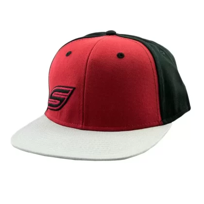 Snapback Hat, Scarlet Red Black, Gray Bill | Social Paintball | Headwear Hats