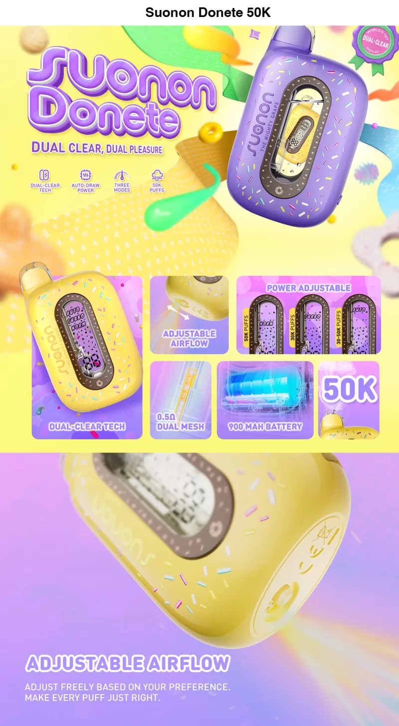 SUONON Donete 50K Puffs Disposable Kit 900mAh - Watermelon Ice / 50mg / 1pc / CN -SZ Bonded Warehouse - Image 2