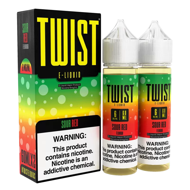 TWIST E-Liquid - Sour Red - 120ML E-Liquid (Twin 60ML Pack) - 6MG