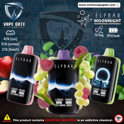 Elf Bar MoonNight Rechargeable Disposable Vape (40,000 Puffs) - Peach Berry / 50 mg