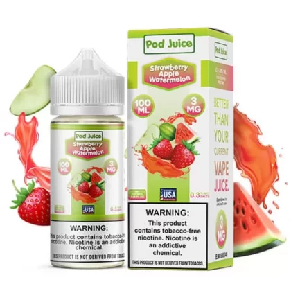 Strawberry Apple Watermelon Pod Juice E-juice 100ml - Nicotine Avail#0 mg>6 mg>12 mg