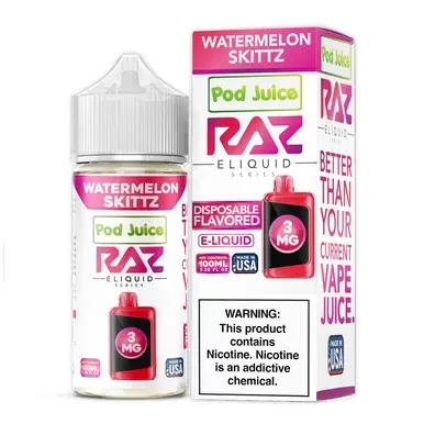 Watermelon Skittz Pod Juice x RAZ 100mL - Nicotine Level#0mg>3mg>6mg