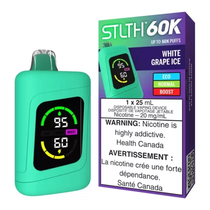 STLTH 60K Disposable Vape Device - White Grape Ice - 20mg/ml