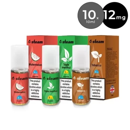 A Steam 12mg 10ml E-Liquid 10 X 10ML (pack of 10)