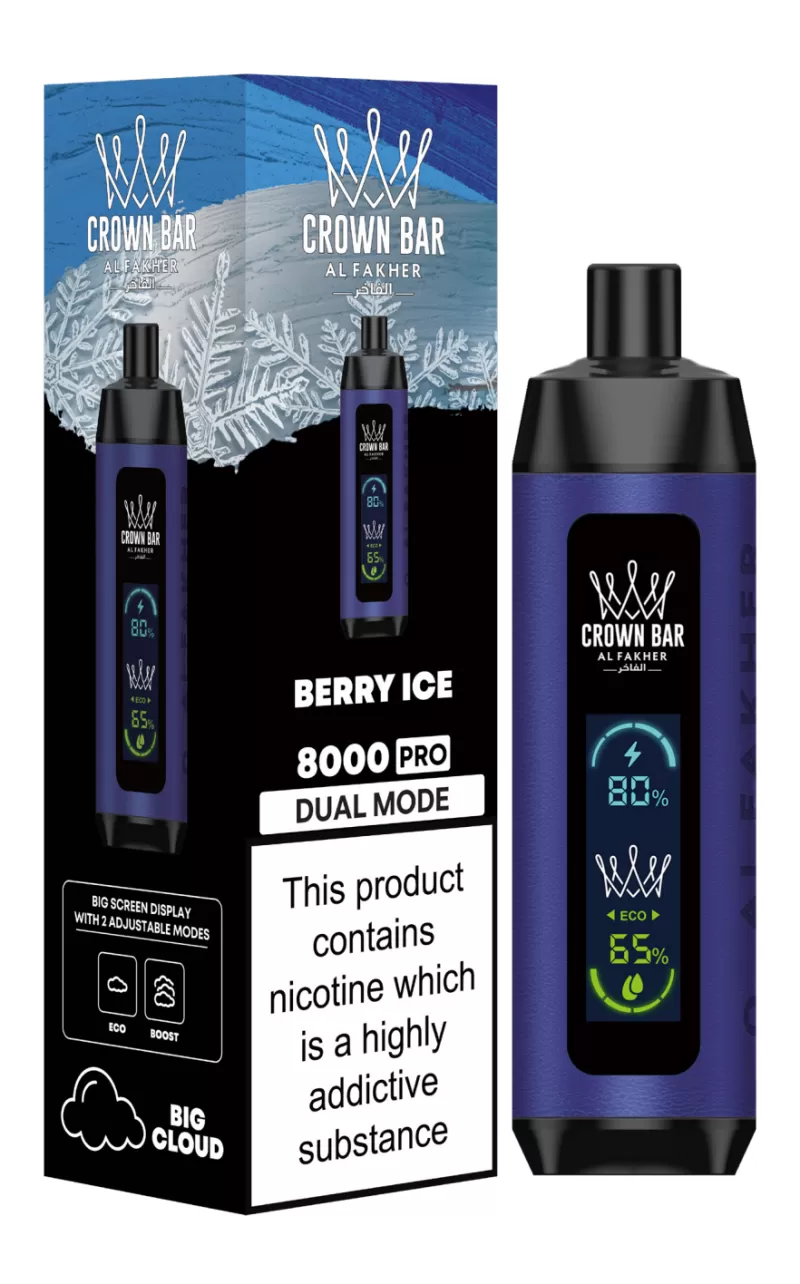 Al Fakher Crown Bar 8000 Pro Dual Mode Rechargeable Disposable Kit (Big Cloud) - Cherry Fiesta - Image 3