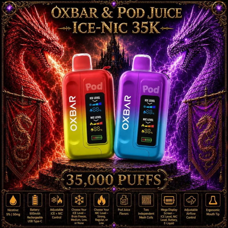 OXBAR x Pod Juice ICE-NIC 35K - Green Apple Blast (WHT Series)