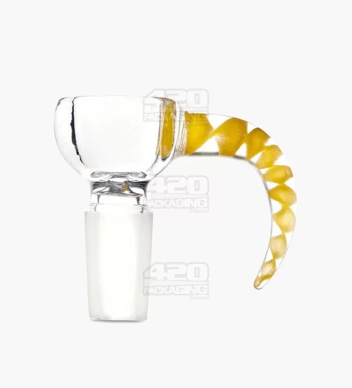 Twist Clear Bowl w/ Spiral Horn Handle | Glass – 14mm – Assorted - Ejuicewarehouse