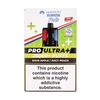 Sour Apple/Juicy Peach Pro Ultra Plus 25k Prefilled Pod + Refill by Hayati