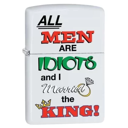 Zippo Lighter – All Men Are Idiots White Matte