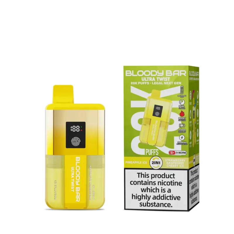 Bloody Bar Ultra Twist 20K Prefilled Vape Kit - Pineapple Ice / Strawberry Raspberry Cherry Ice