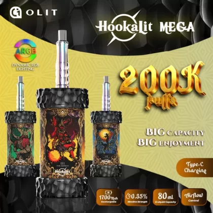 OLIT HookaLit MEGA 200K Puff Disposable E-Hookah - 200,000 Puffs - Magic Love