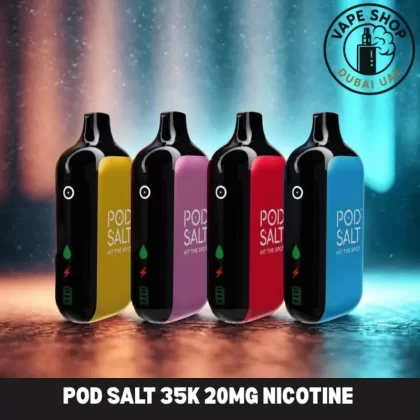 Pod Salt 35K 20MG Nicotine Disposable Vape In Dubai - Vape Product, BOX OF 5 PCS; Blue Raspberry, Candy (4F5AFE)
