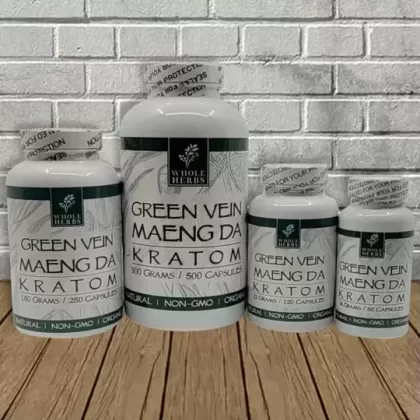 Whole Herbs Kratom Capsules - of capsules#60 Capsules>120 Capsules>250 Capsules>500 Capsules~kratom strain#Green Borneo>Green Indo>Green Maeng Da>Green Malay>Red Bali>Red Maeng Da>Yellow Ind