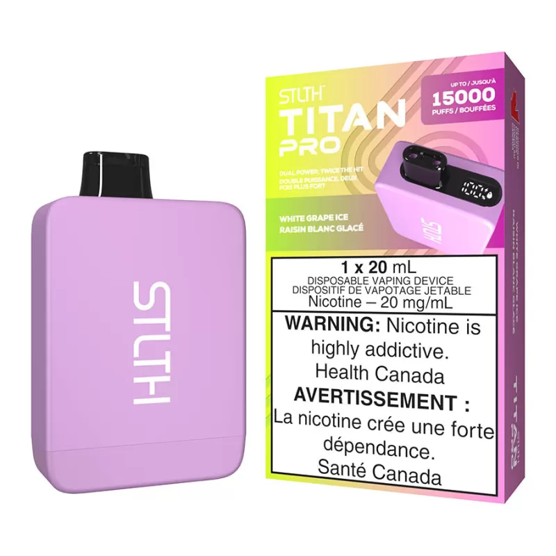 STLTH Titan Pro Disposable Vape Device - White Grape Ice - 20mg/ml