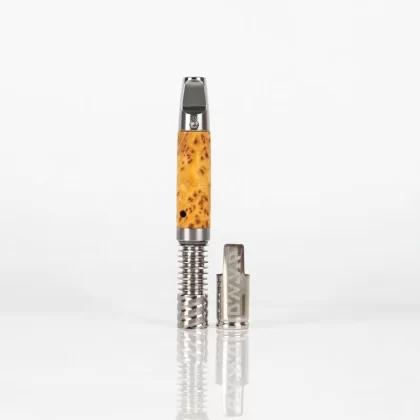 Yellow Cedar Burl Ti-Hybrid Micro w/ Flat Stinger, 9 Fin tip & Captive Cap - Ecigdepot
