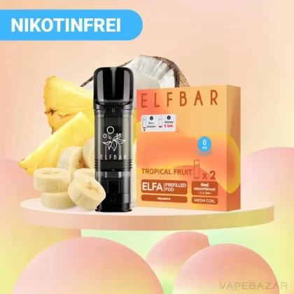 ELFBAR ELFA Pods Tropical Fruits 0mg – 2er Pack - Elf Bar / Aromastoffe / Linalool / Glycerin / Cooling Agent / Propylenglykol / Nikotinfrei