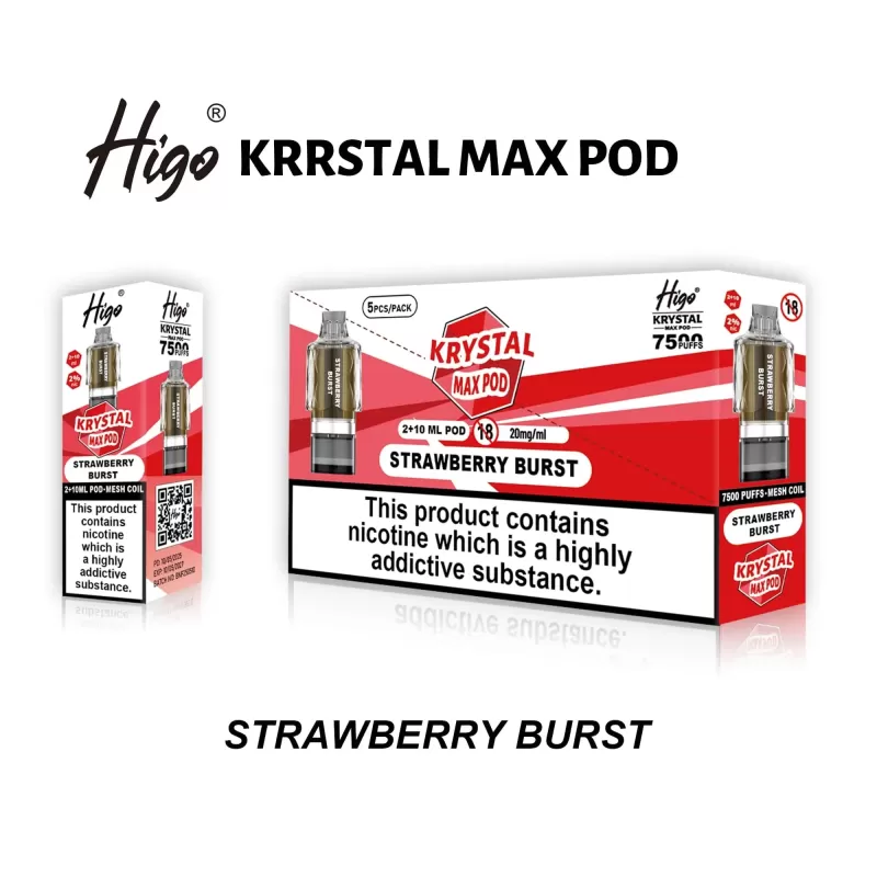 Higo Krystal Max 7500 Prefilled Pods - Box of 10 - Strawberry Raspberry Cherry Ice - Image 3