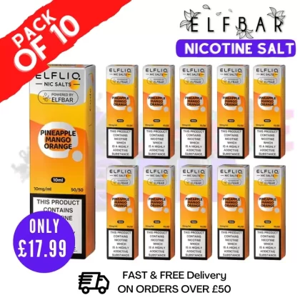 Pineapple Mango Orange ElfLiq Nic Salt BOX OF 10 – ONLY £17.99