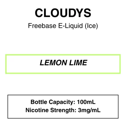 Lemon Lime – Cloudys Premium E- Liquid Freebase – 100mL - Vapeys Co Nz