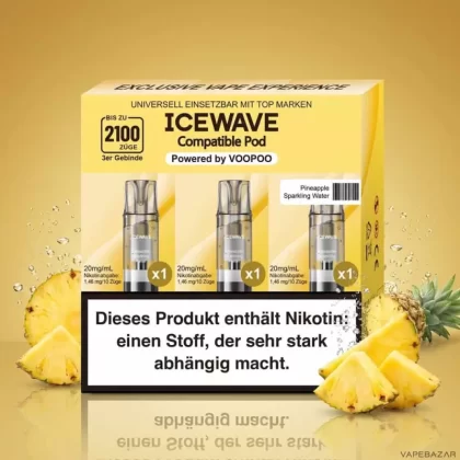 ICEWAVE Pod – Pineapple Sparkling Water – 3er Pack - Ananas / 20mg/ml