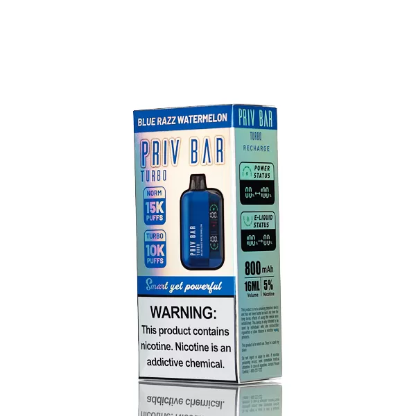 SMOK Priv Bar Turbo 15K 15000 Puffs Disposable Vape - 16mL - Blue Razz Watermelon - Image 3