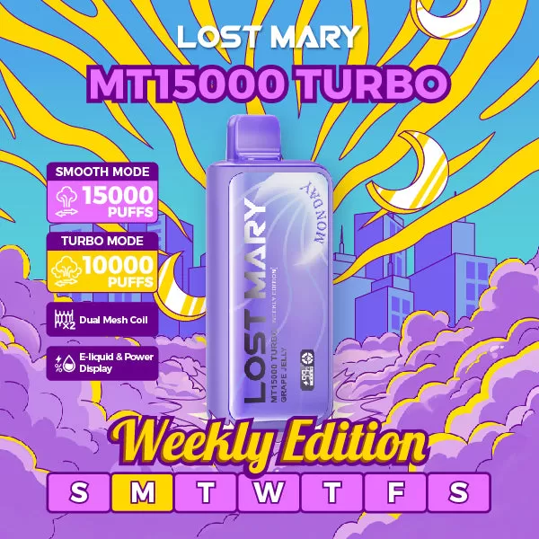 Lost Mary MT15000 Turbo Weekly Edition Disposable – 15000 Puffs - Grape Jelly (Monday)