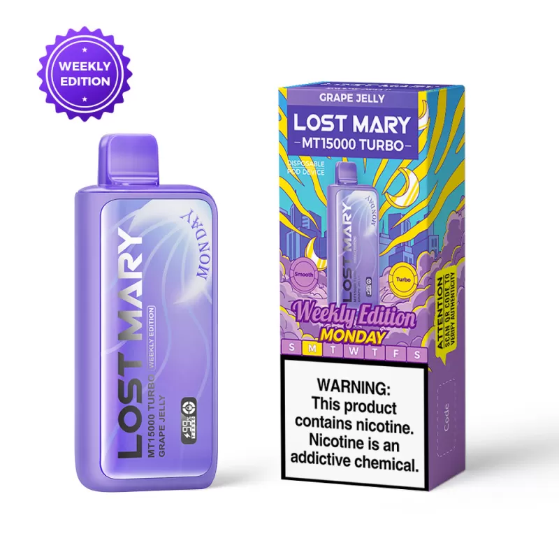 Lost Mary MT15000 Turbo Weekly Edition Disposable – 15000 Puffs - Grape Jelly (Monday) - Image 3