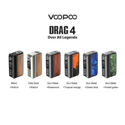 VooPoo Drag 4 Mod - black + walnut, gun metal + ocean blue