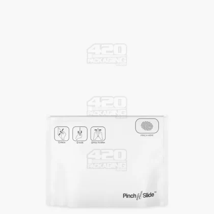 Child Resistant | Pinch N Slide ASTM Matte White Mylar PCR Exit Bags | 8in x 6in – 28g – 250 Count
