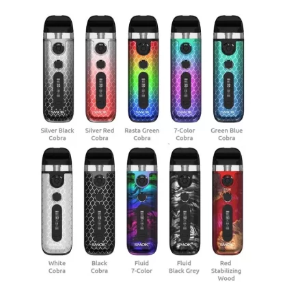 SMOK Novo 5 Pod System Kit 900mAh 30W - Color#Fluid Black Grey>Black Carbon Fiber>Black Cobra>7-Color Cobra (5E65D7)