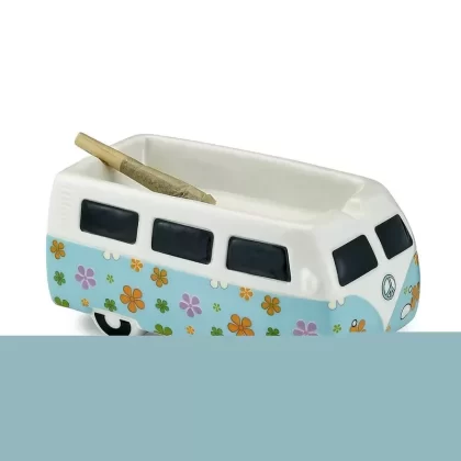 VINTAGE BUS ASHTRAY- FLOWER POWER DESIGN