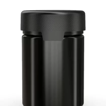 CHUBBY GORILLA | Child Resistant Black Plastic Aviator XL Container w/ Black Cap | 625mL – 21.5oz – 40 Count