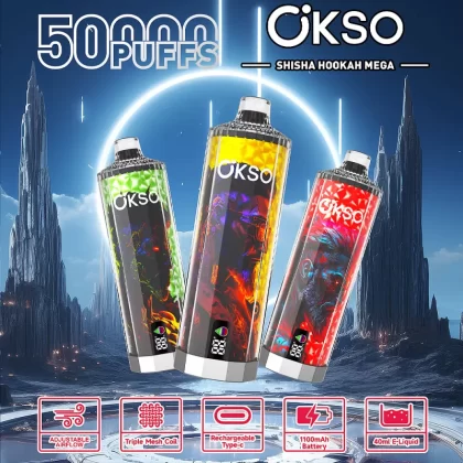 OKSO Shisha Hookah Mega 50K – 50K Puffs 1100mAh Triple Mesh Coil Disposable Vape