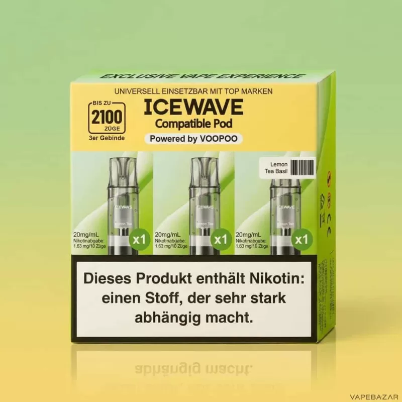 ICEWAVE Pod – Lemon Tea Basil – 3er Pack - Zitrone / 20mg/ml - Image 2