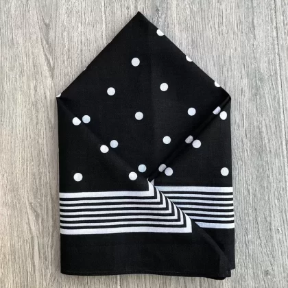 Snuff Handkerchief – Black Stripes & Polka Dots