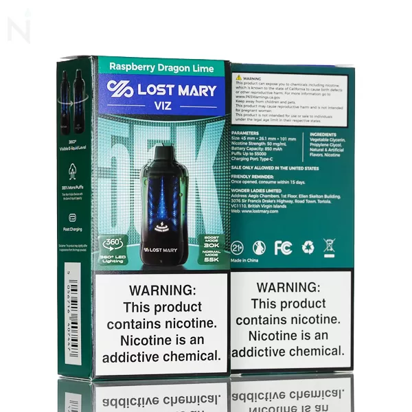 Lost Mary VIZ 55K 55,000 Puffs Disposable Vape - 16.7mL - Watermelon Ice - Image 3