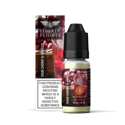 SOUR CHERRY & HIBISCUS – 10ML E-LIQUID 50VG|50PG BY LIBERTY FLIGHTS – 0MG|3MG|6MG|12MG|18MG – 1X|3X|4X|10X BOTTLES