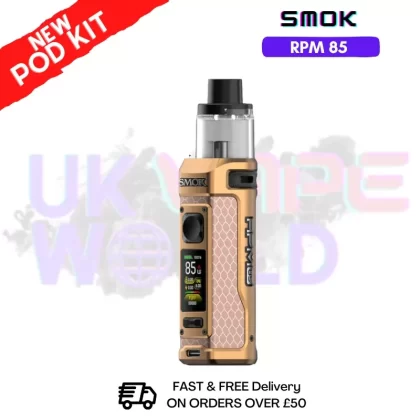 Matte Gold Smok Rpm 85 Kit – Free Nic Salt