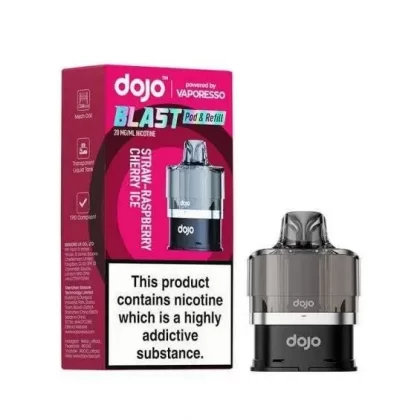 STRAW-RASPBERRY CHERRY ICE – VAPORESSO DOJO BLAST 6000 PRE-FILLED POD