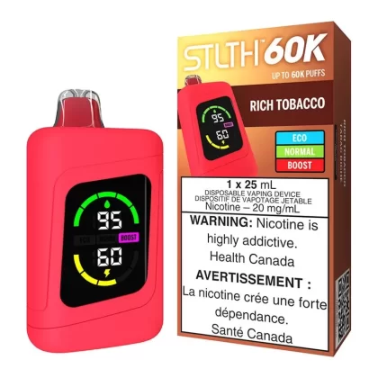 STLTH 60K Disposable Vape Device – Rich Tobacco - Nicotine Strength#20mg/ml