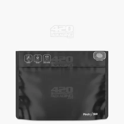 Child Resistant | Pinch N Slide ASTM Matte Black Mylar Exit Bags | 12in x 9in – 56g – 250 Count