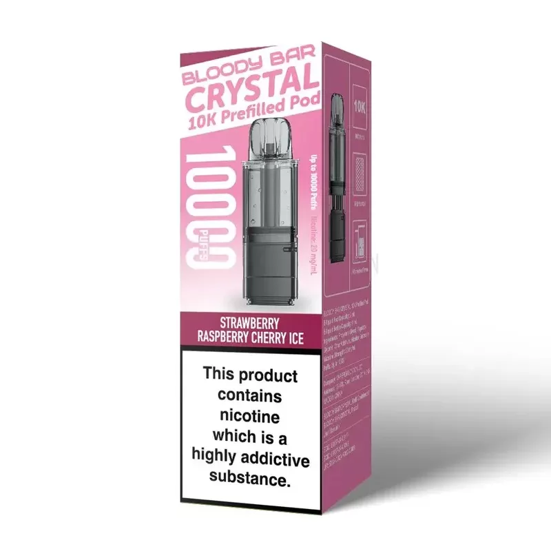 Bloody Bar Crystal 10K Prefilled Pod Strawberry Raspberry Cherry Ice - Nicotine Strength#20mg (3E214D)