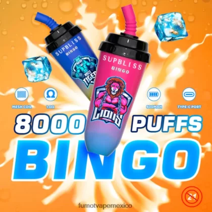 Fumot Supbliss Bingo Dispositivo de vapeo desechable 8000 de 16 ml (1 pieza) mango durazno H0XPTX404 Fumot Vape Sale - Fumotvapemexico