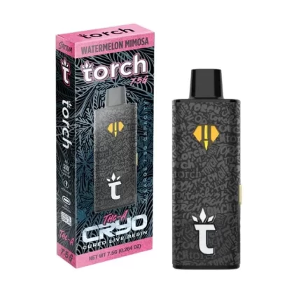 Torch Cryo THC-A Cured Live Resin Disposable Vape 7.5G - Flavors#Banana Haze>Rose Gold Runtz>Paradise OG>Cake Bomb>Green Apple Skunk