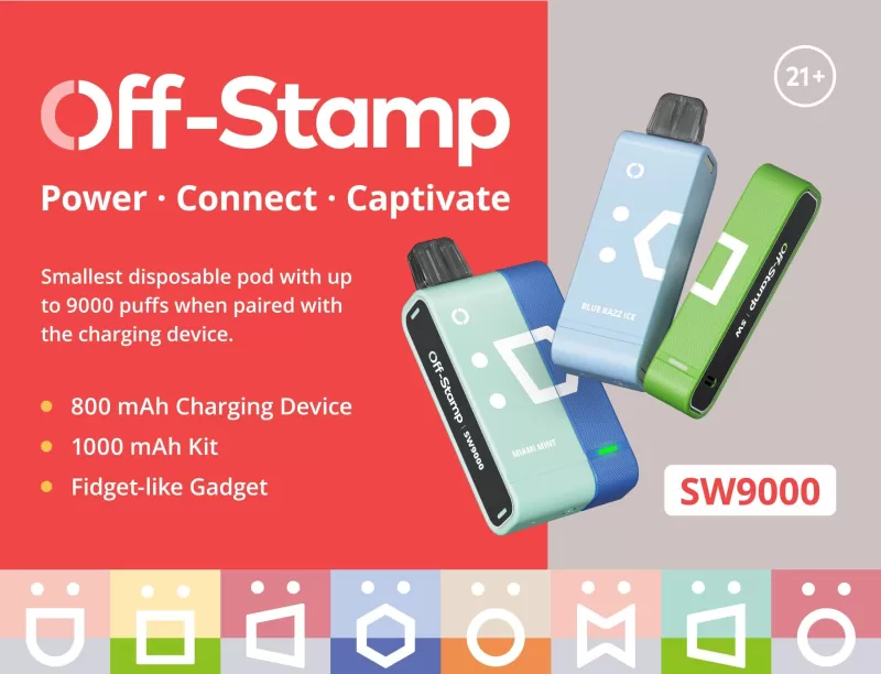 Off-Stamp SW9000 Rechargeable Disposable KIT - 9000 Puffs - Cherry Strazz - Image 2