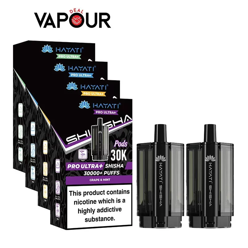 Hayati Pro Ultra Plus Shisha 30K Pods - Apple Mint Grape / Peach Mint Grape, Blue Mist Pink / Love 66