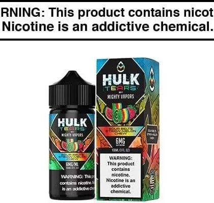 SOUR BELTS STRAW-MELON CHEW BY MIGHTY VAPORS HULK TEARS 100ML - Vapejuice